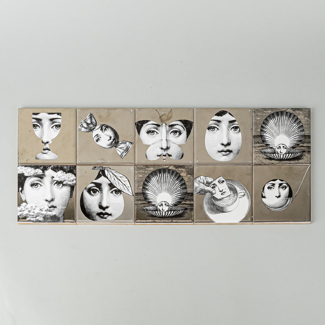 FORNASETTI Tema E Variazioni Ceramic Tiles Set Of 10