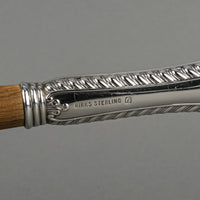 BIRKS Gadroon Sterling Handle Wood Salad Servers 2 Pieces