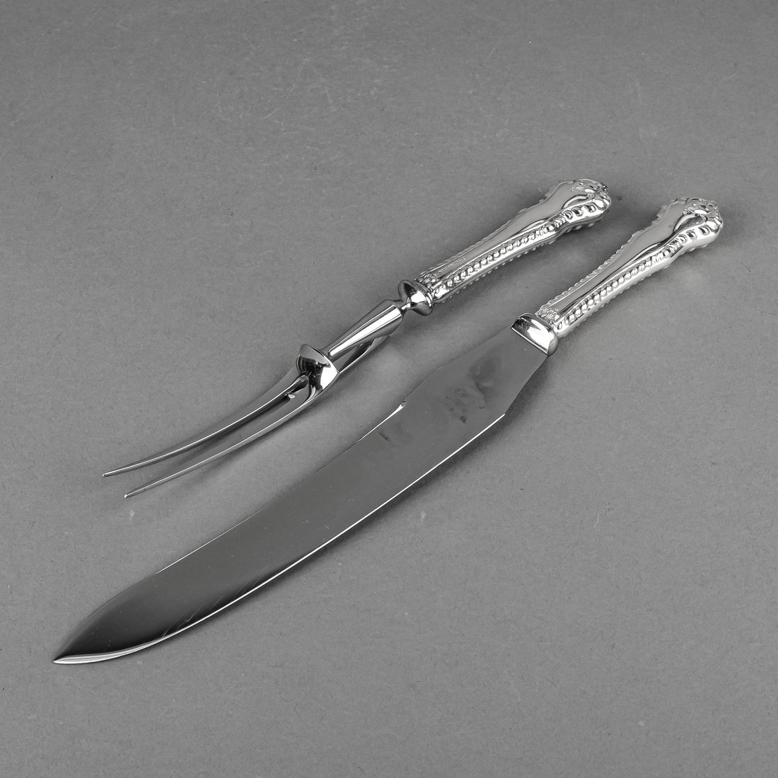 BIRKS Gadroon Sterling Handle Stainless Steel Carving Set 2 Pieces