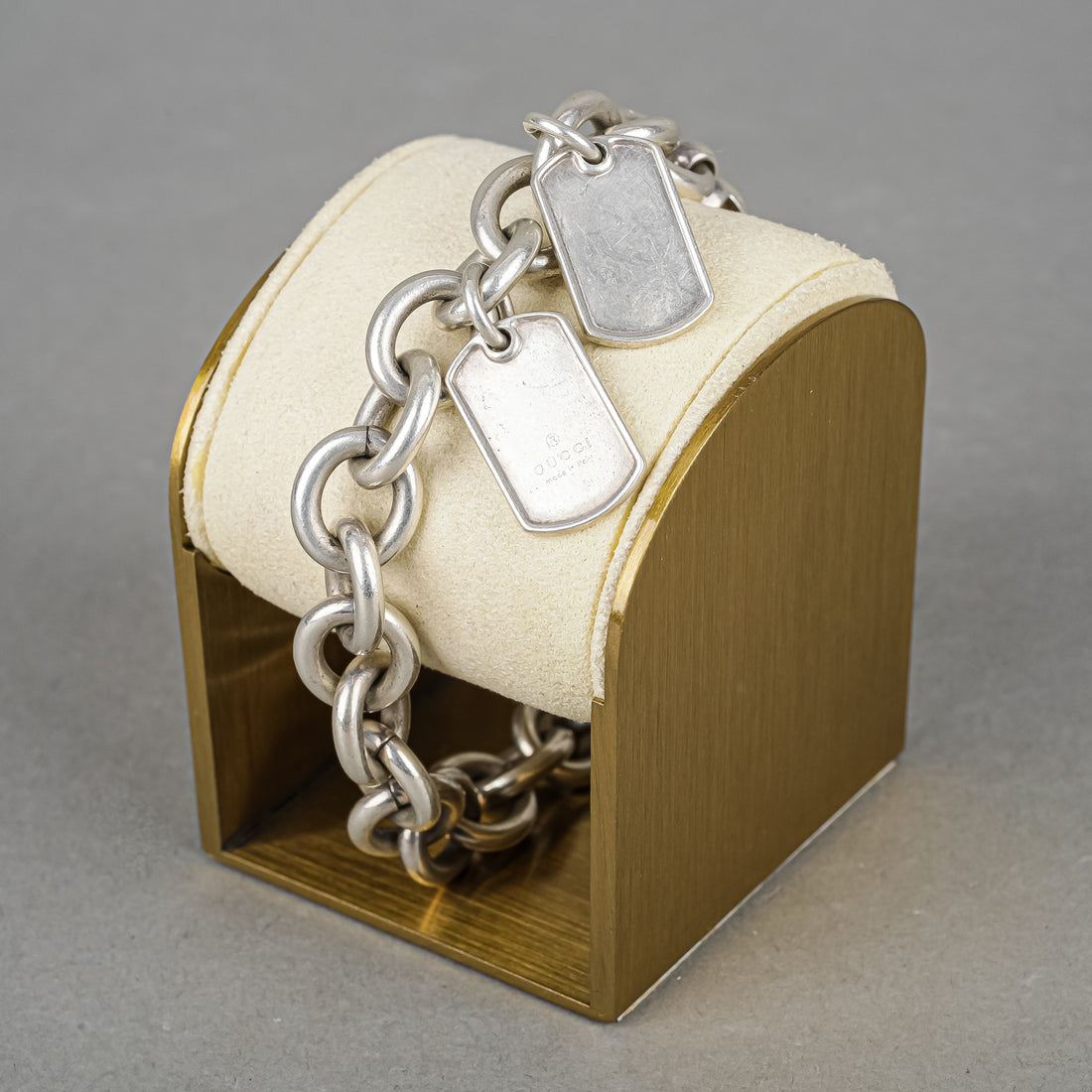 GUCCI Sterling Dog Tag Bracelet - Around The Block