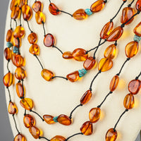Amber And Turquoise Multistrand Necklace