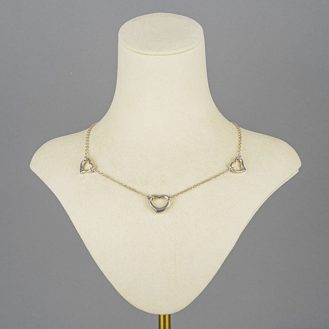 Sterling Silver Three Open Heart Necklace