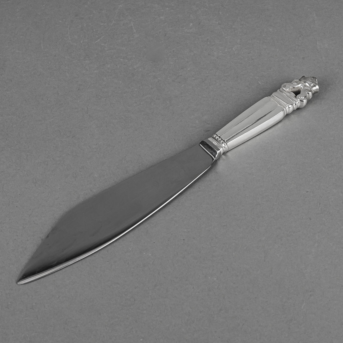 GEORG JENSEN Acorn Sterling Handle Stainless Steel Cake Knife