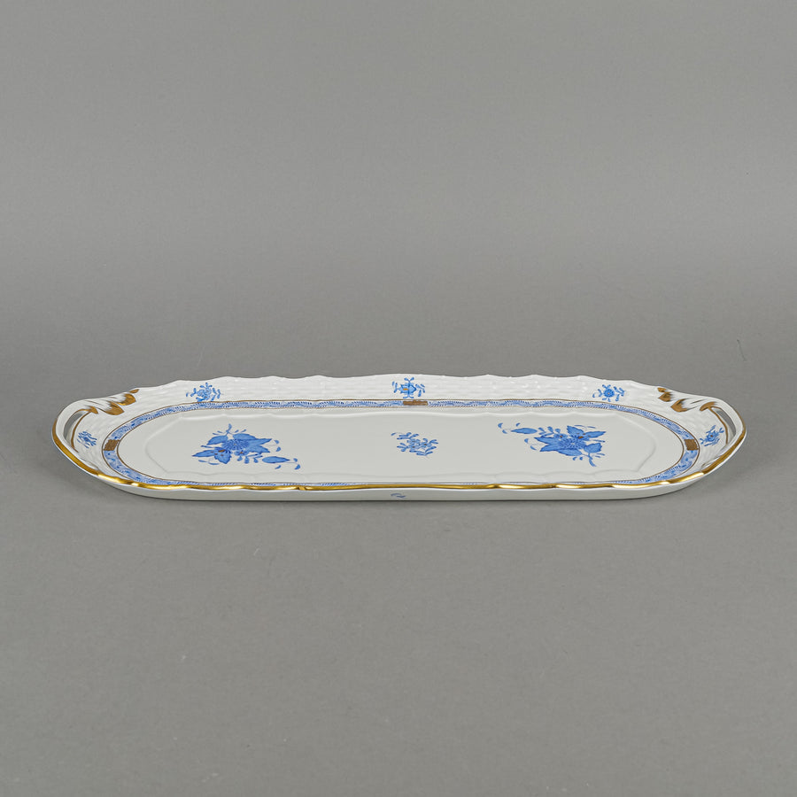 HEREND Chinese Bouquet Blue Sandwich Tray 1435