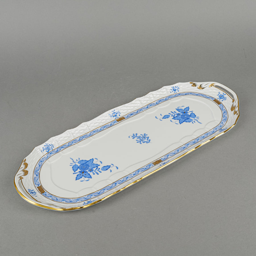 HEREND Chinese Bouquet Blue Sandwich Tray 1435