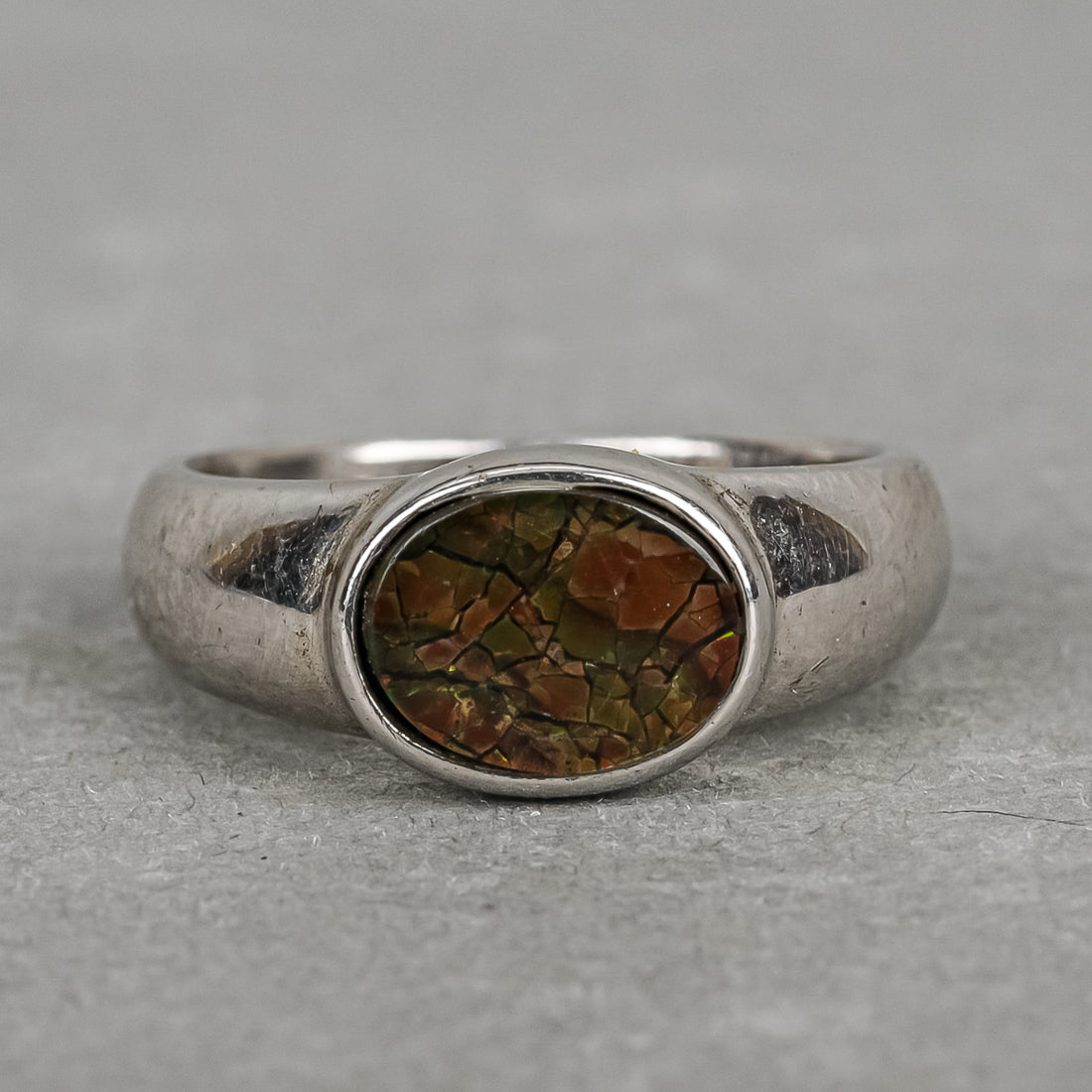 KORITE Sterling Bezel Set Ammolite Ring