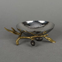 MICHAEL ARAM Olive Branch Bowl Hammered Stainless Steel