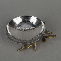 MICHAEL ARAM Olive Branch Bowl Hammered Stainless Steel