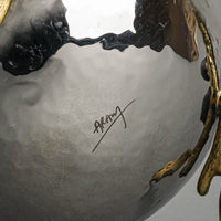 MICHAEL ARAM Olive Branch Bowl Hammered Stainless Steel