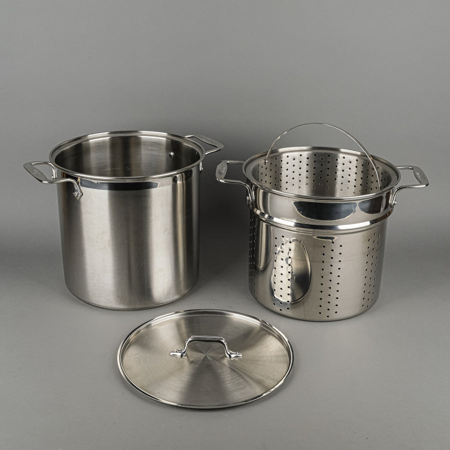 ALL CLAD Simply Strain 16-Quart Stainless Steel Multipot With Inserts 4 Pieces