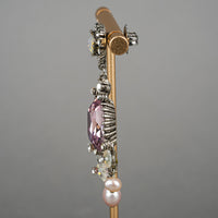 GERARD YOSCA Silver Tone Lilac Pearl Hinged Drop Clips