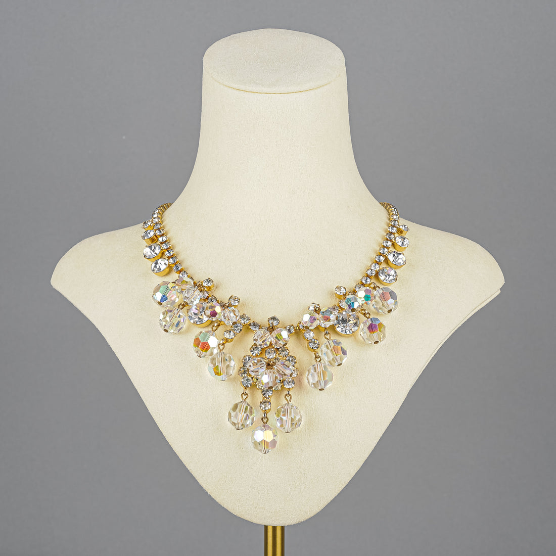 Juliana Style Rhinestone Faceted Bead Collarette Necklace