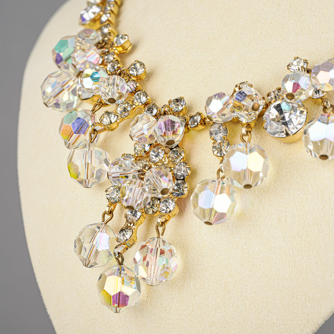 Juliana Style Rhinestone Faceted Bead Collarette Necklace