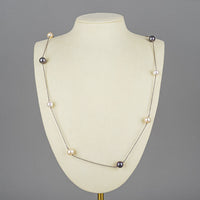 METALSMITHS Sterling White Grey Pearl Station Necklace