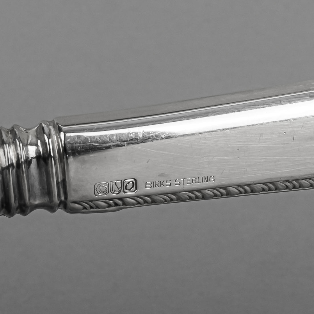 BIRKS George II Plain Sterling Handle Stainless Steel Carving Set 3 Pieces