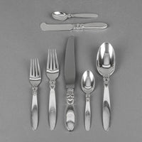 GEORG JENSEN Cactus Sterling Flatware 59 Pieces