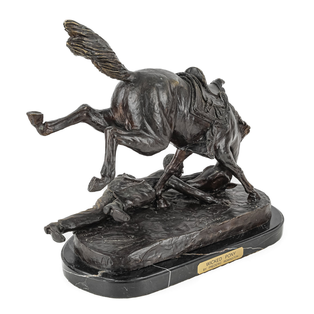 After Frederic Remington "Wicked Pony" Cast bronze on marble base