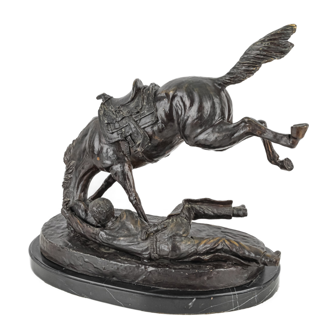 After Frederic Remington "Wicked Pony" Cast bronze on marble base