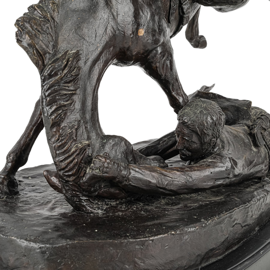 After Frederic Remington "Wicked Pony" Cast bronze on marble base