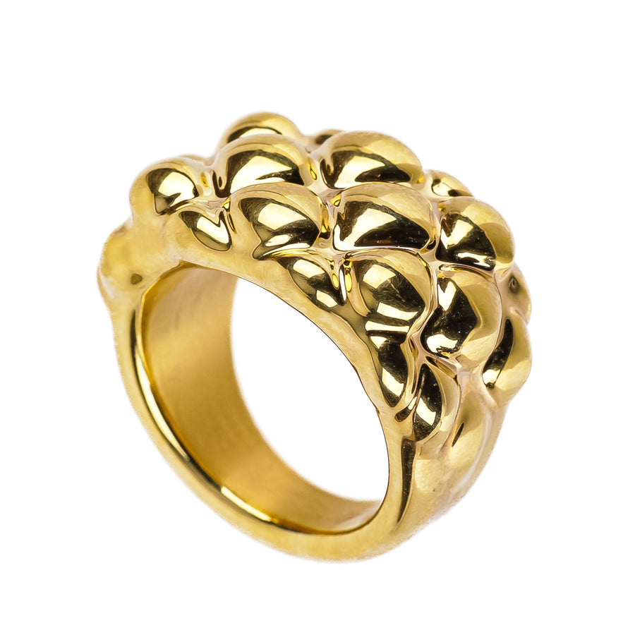 MILOR 14K Yellow Gold Quilted Resin Band Ring