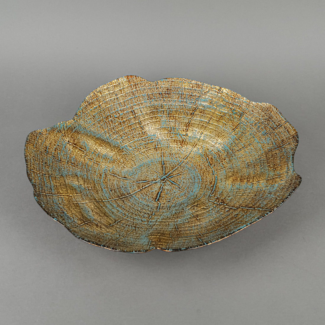 Enameled Glass On Metal Faux Bois Decor Bowl