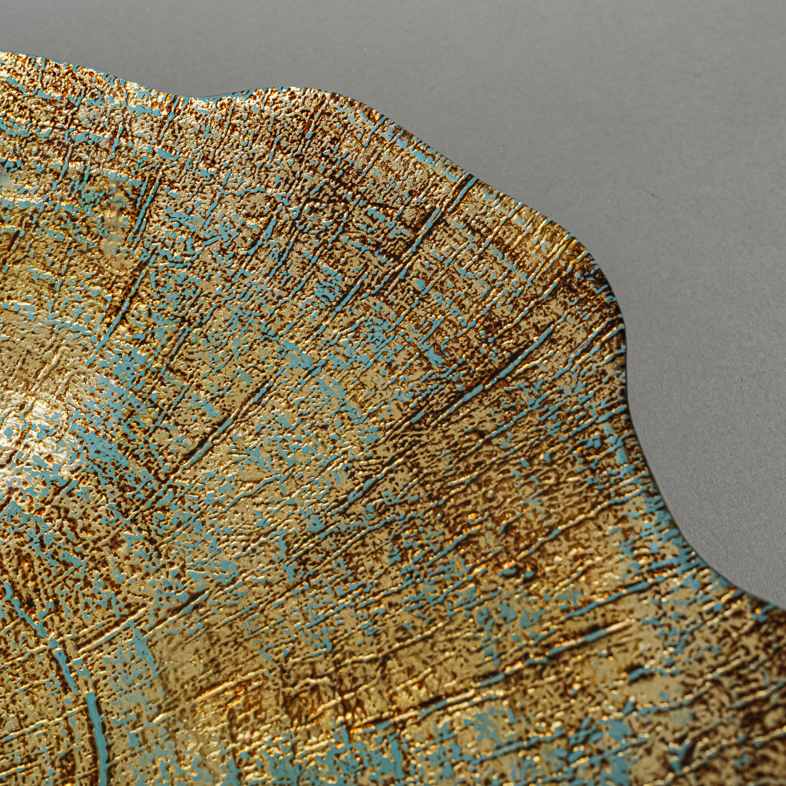 Enameled Glass On Metal Faux Bois Decor Bowl