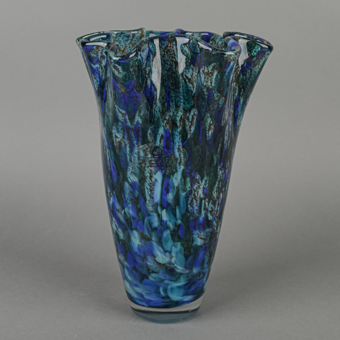 Art Glass Ruffle Vase - Polychrome Blue