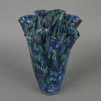 Art Glass Ruffle Vase - Polychrome Blue