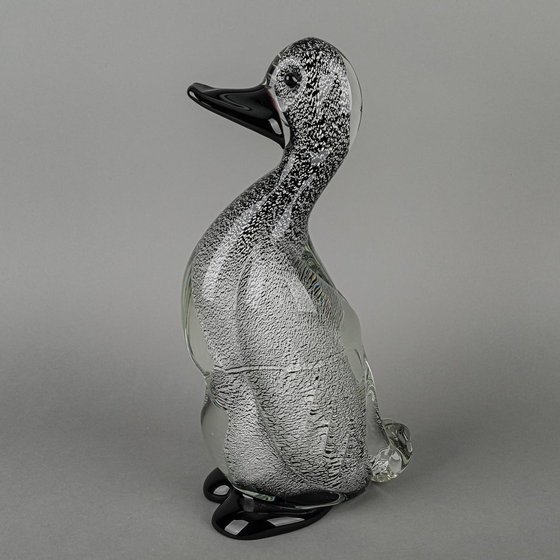 Murano Foglia D'argento Sommerso Figurine - Duck