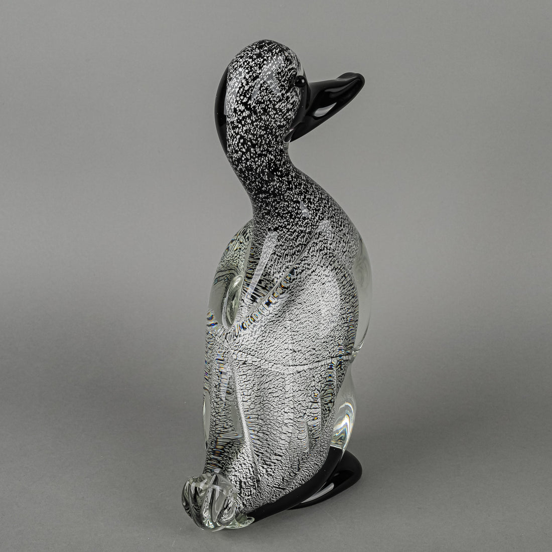 Murano Foglia D'argento Sommerso Figurine - Duck