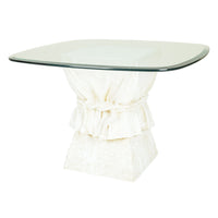 John Dickenson Style Tasseled End Table With Glass Top