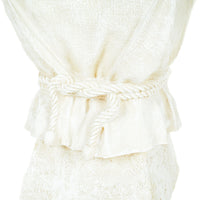 John Dickenson Style Tasseled End Table With Glass Top