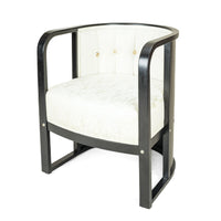 Black Finish Tub Chair With Beige Upholstery