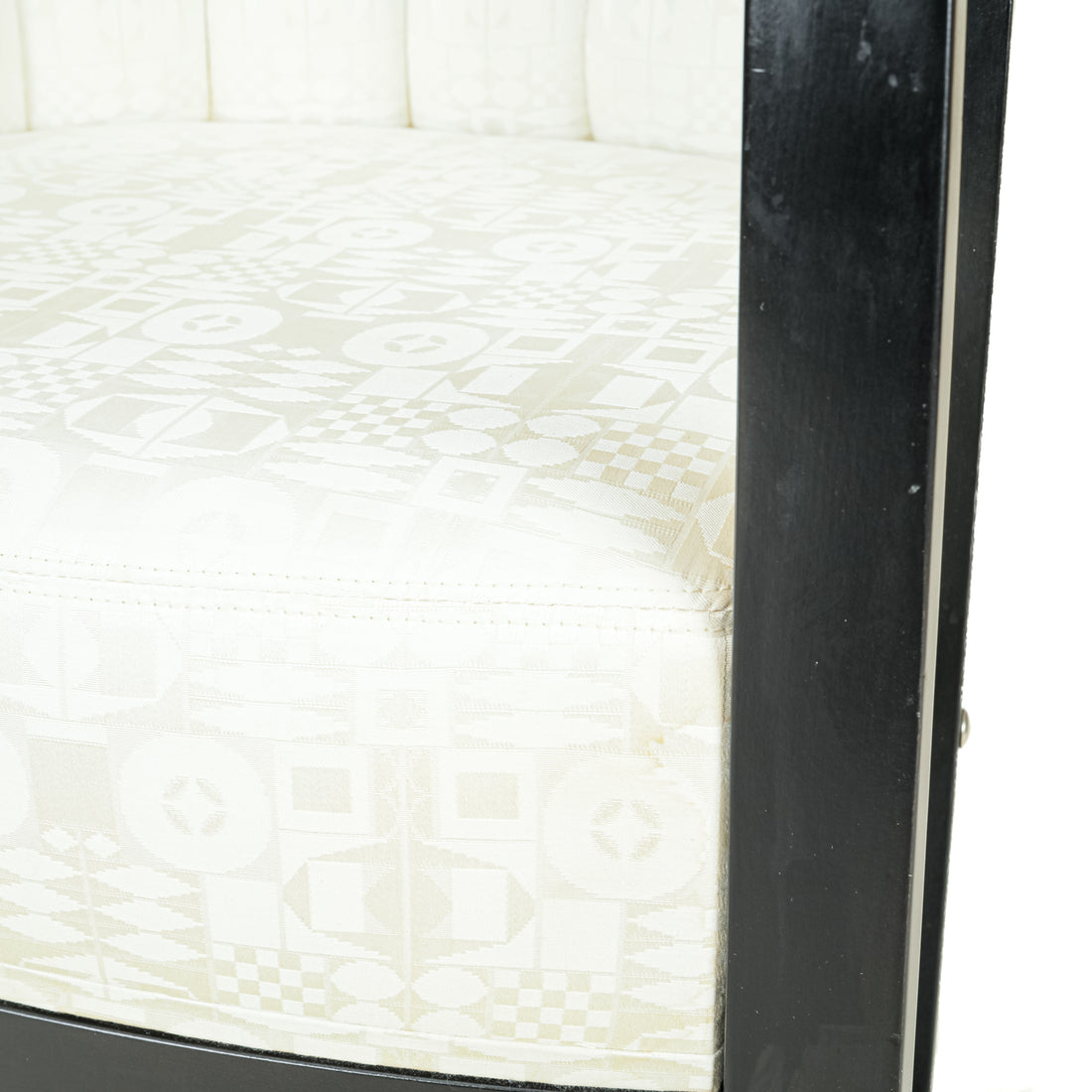 Black Finish Tub Chair With Beige Upholstery