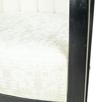 Black Finish Tub Chair With Beige Upholstery