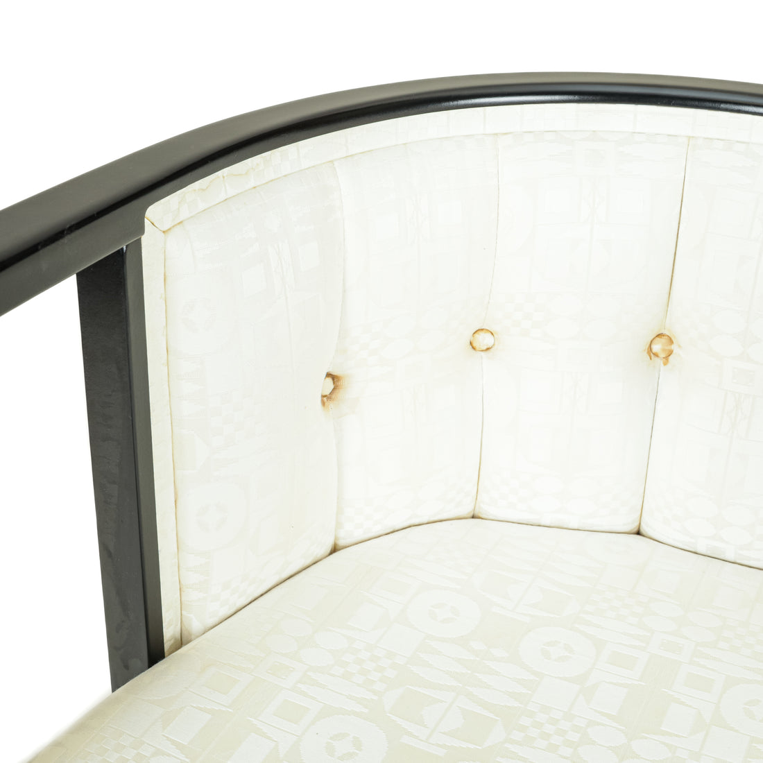 Black Finish Tub Chair With Beige Upholstery