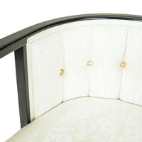 Black Finish Tub Chair With Beige Upholstery