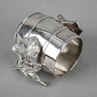 MERIDEN Silverplate Figural Napkin Ring - Barrel And Leaves