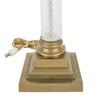 Bronze And Glass Column Lamp With Shade