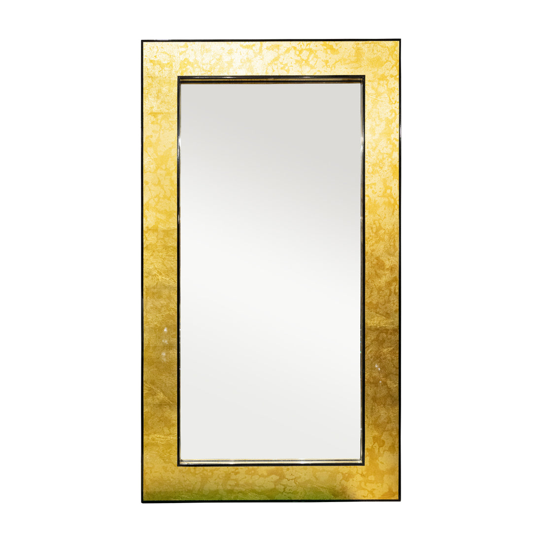Lacquered Black Border Gilt Mirror