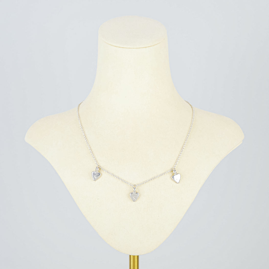 DANIELLA  DRAPER Sterling Three Heart Pendant Necklace