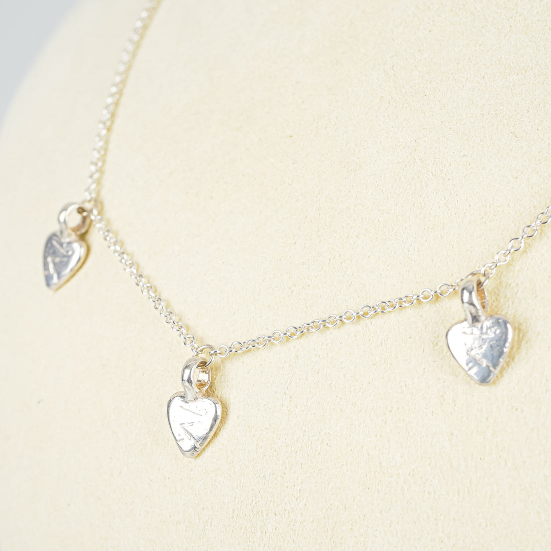 DANIELLA  DRAPER Sterling Three Heart Pendant Necklace