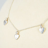 DANIELLA  DRAPER Sterling Three Heart Pendant Necklace