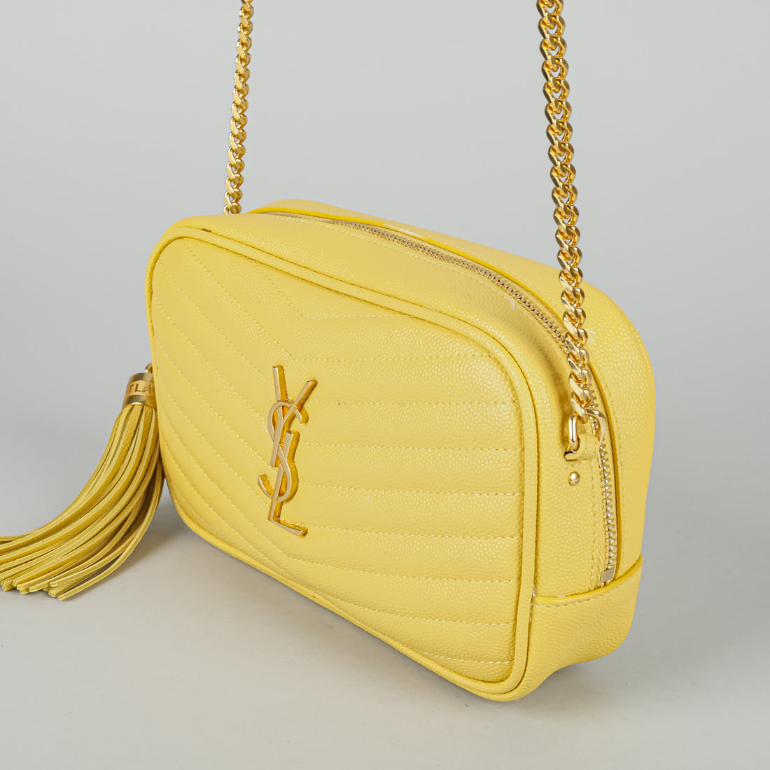 YVES SAINT LAURENT Yellow "Lou" Camera Crossbody Handbag
