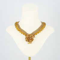 DEMARIO NY Multi Strand Faceted Bead Amber Colour Necklace