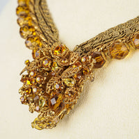 DEMARIO NY Multi Strand Faceted Bead Amber Colour Necklace