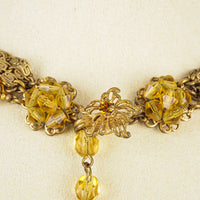DEMARIO NY Multi Strand Faceted Bead Amber Colour Necklace