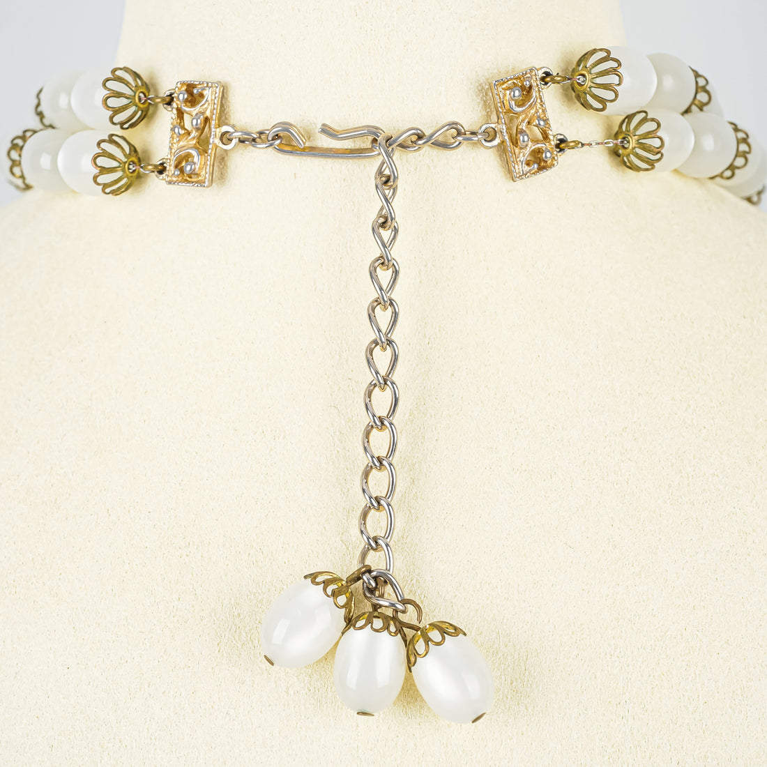HOBE Gold Tone Double Strand Faux Moonstone Beads Set
