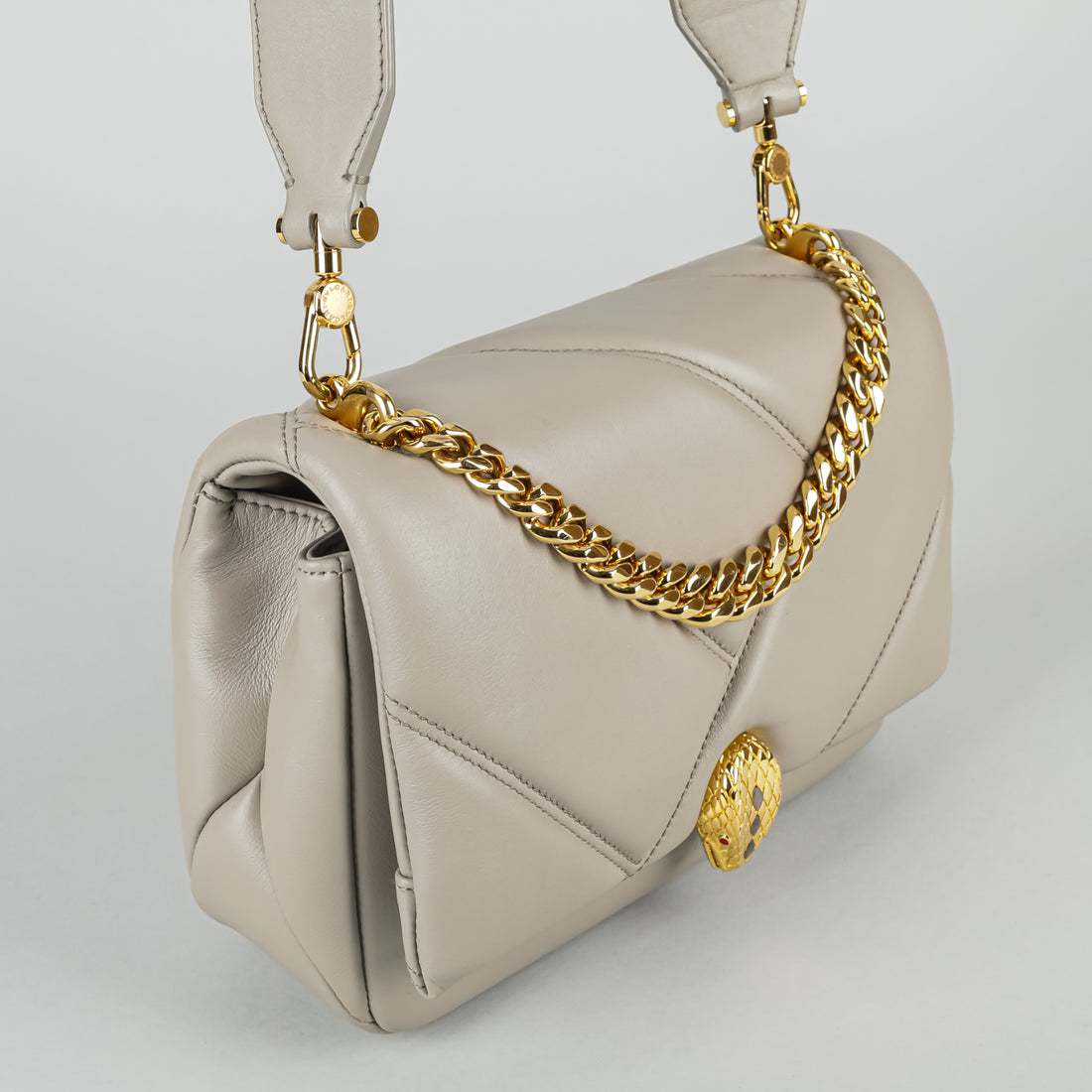 BVLGARI Grey "Serpenti Cabochon" Crossbody Handbag