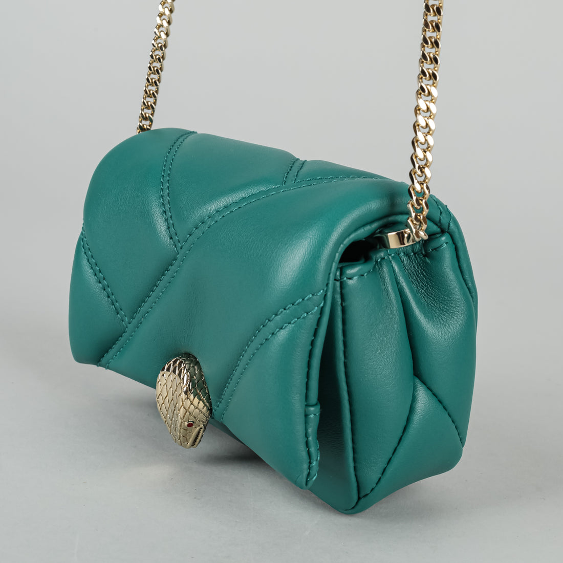 BVLGARI Green "Serpenti Cabochon" Micro Handbag